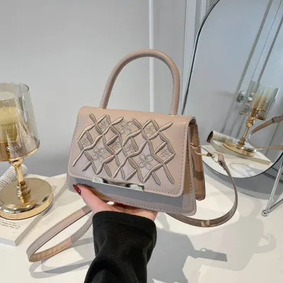 Women Fashion Casual Simple Embroidery Small Square Bag Large Capacity Handbag