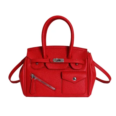 Women Fashion Casual Contrast Color Large Capacity Handbag