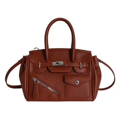 Women Fashion Casual Contrast Color Large Capacity Handbag