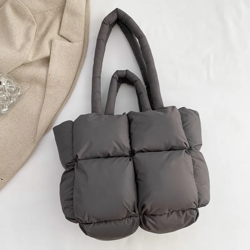 Women Fashion Casual Solid Color Cotton-Padded Shoulder Bag