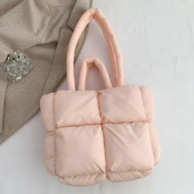 Women Fashion Casual Solid Color Cotton-Padded Shoulder Bag