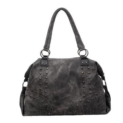 Women Fashion Casual Retro Rivet Large Capacity Shoulder Bag