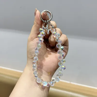 Women Fashion Super Flash Crystal Beads Chain Keychain