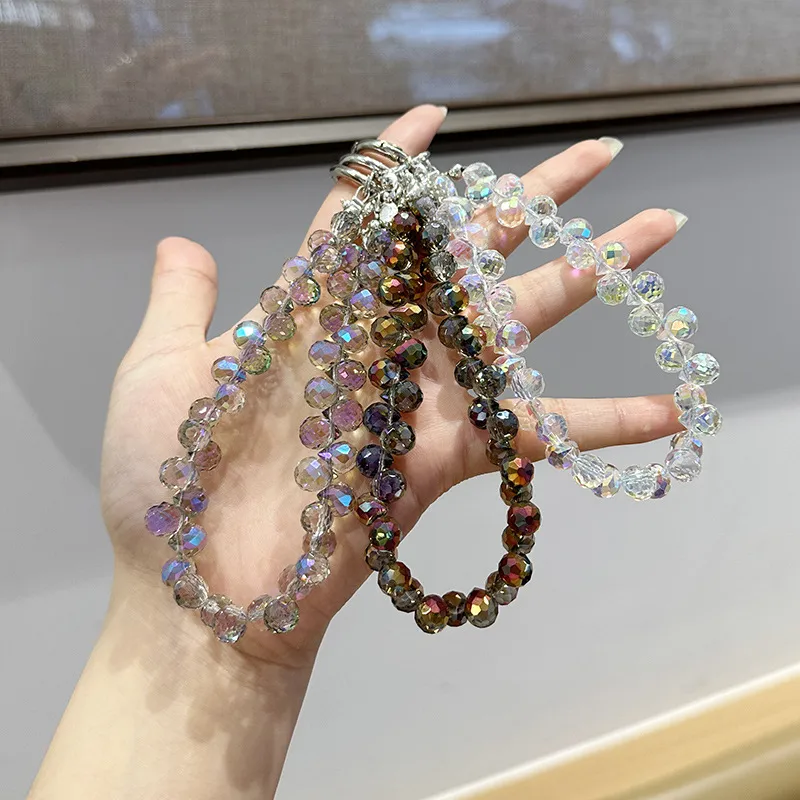 Women Fashion Super Flash Crystal Beads Chain Keychain