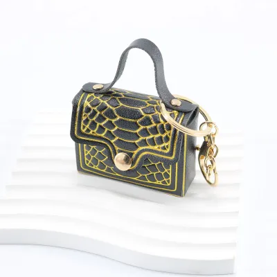 Women Fashion Bronzing Crocodile Pattern Pu Leather Mini Coin Purse Bag Pendant Keychain