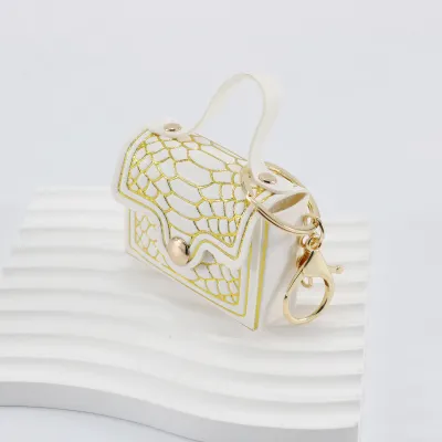 Women Fashion Bronzing Crocodile Pattern Pu Leather Mini Coin Purse Bag Pendant Keychain