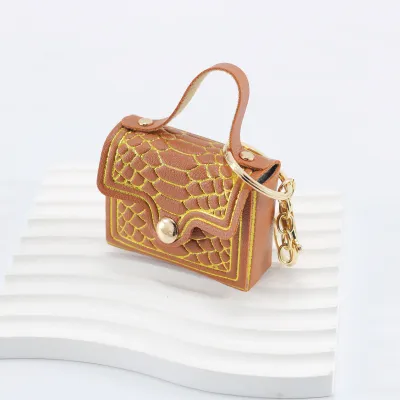Women Fashion Bronzing Crocodile Pattern Pu Leather Mini Coin Purse Bag Pendant Keychain