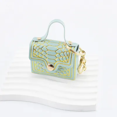 Women Fashion Bronzing Crocodile Pattern Pu Leather Mini Coin Purse Bag Pendant Keychain