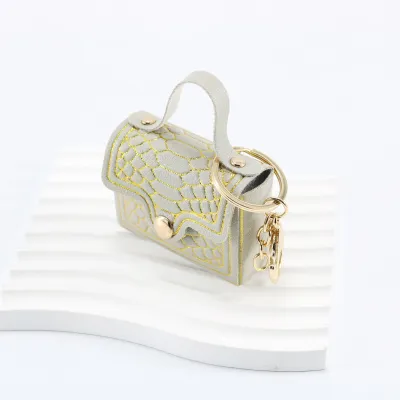 Women Fashion Bronzing Crocodile Pattern Pu Leather Mini Coin Purse Bag Pendant Keychain