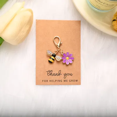 Women Fashion Cute Bee Floral Bag Pendant Keychain