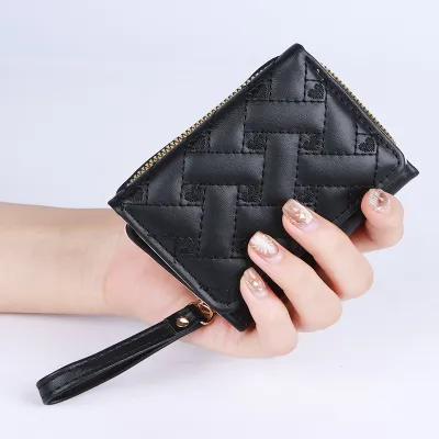 Women'S Fashion Solid Color Love Embroidered Multi-Functional Portable Multi-Card Coin Wallet