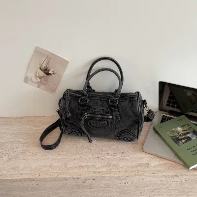 Women Fashion Casual Large Capacity Washed Denim Crossbody Bag
