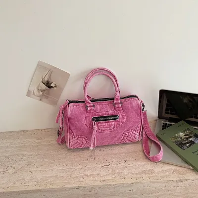 Women Fashion Casual Large Capacity Washed Denim Crossbody Bag