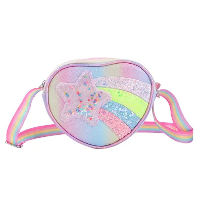 Kids Girls Fashion Cute Love Glitter Shoulder Bag