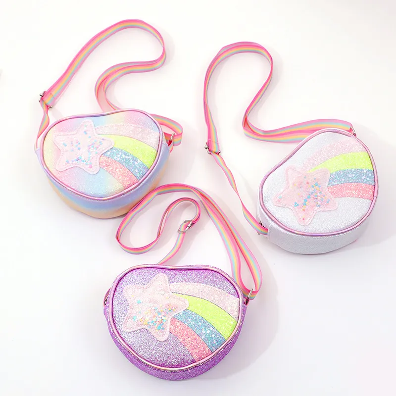 Kids Girls Fashion Cute Love Glitter Shoulder Bag