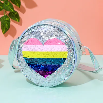 Kids Girl'S Fashion Cartoon Rainbow Sequin Crossbody Bag