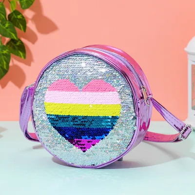 Kids Girl'S Fashion Cartoon Rainbow Sequin Crossbody Bag