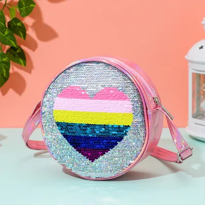Kids Girl'S Fashion Cartoon Rainbow Sequin Crossbody Bag