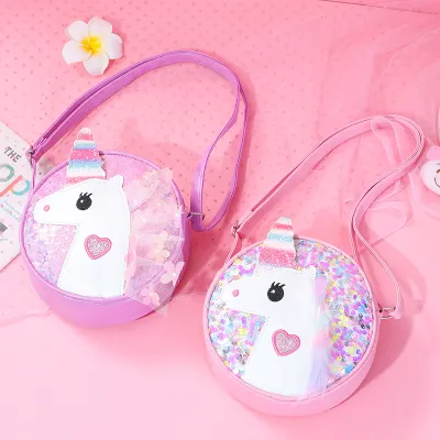 Kids Girls Fashion Cute Cartoon Sequins Unicorn Shoulder Bag