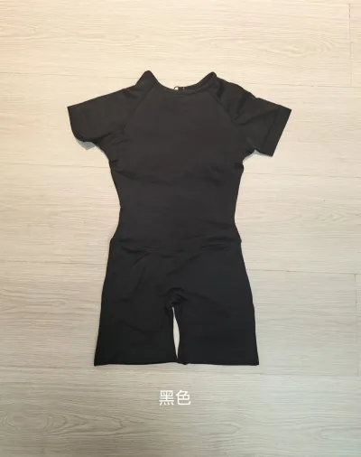 Women Fashion Solid Color Short-Sleeve Backless Seamless Yoga Sports Rompers