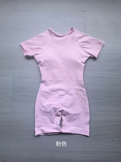 Women Fashion Solid Color Short-Sleeve Backless Seamless Yoga Sports Rompers