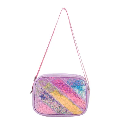 Kids Girls Fashion Cute Sequins Ribbon Rainbow Crossbody Bag