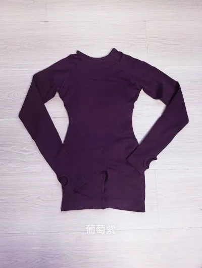 Women Fashion Solid Color Long-Sleeve Backless Seamless Yoga Sports Rompers