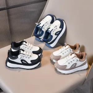 Kids Boys And Girls Fashion Casual Spring And Autumn Leather Soft Bottom Buckle Sneakers