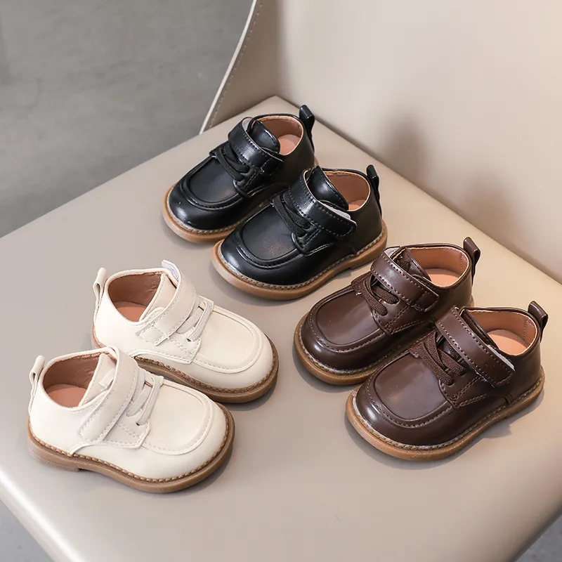 Kids Baby Boys And Girls Fashion Casual Spring Velcro Soft Sole Leather Shoes