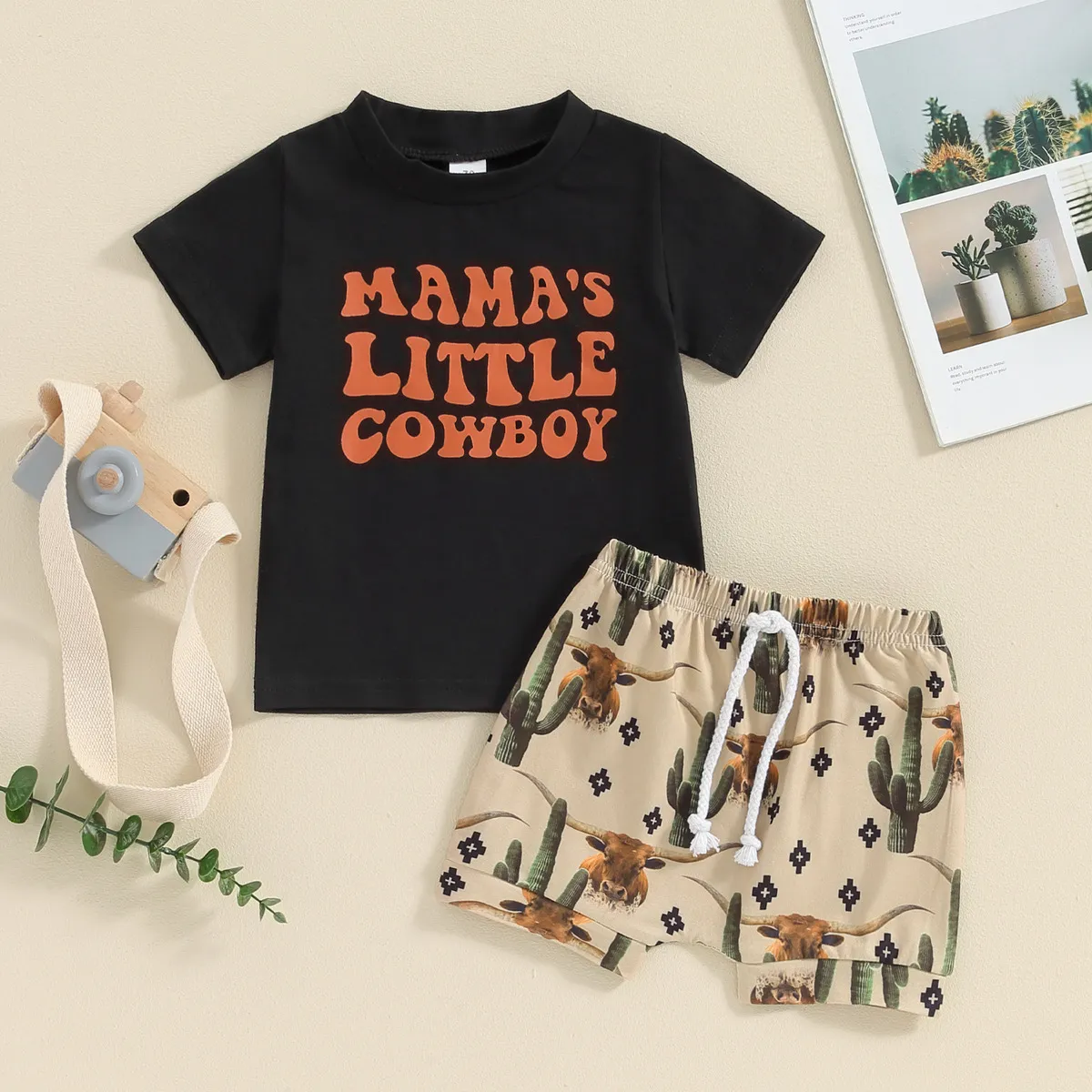 Kids Baby Boys Fashion Summer Printed T-Shirt Loose Shorts Two-Piece Set