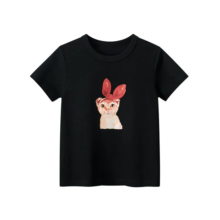 Kids Girls Fashion Casual Summer Cartoon Printed Cotton Short Sleeve T-Shirt