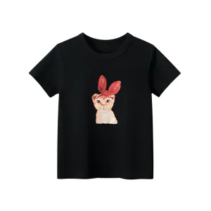 Kids Girls Fashion Casual Summer Cartoon Printed Cotton Short Sleeve T-Shirt