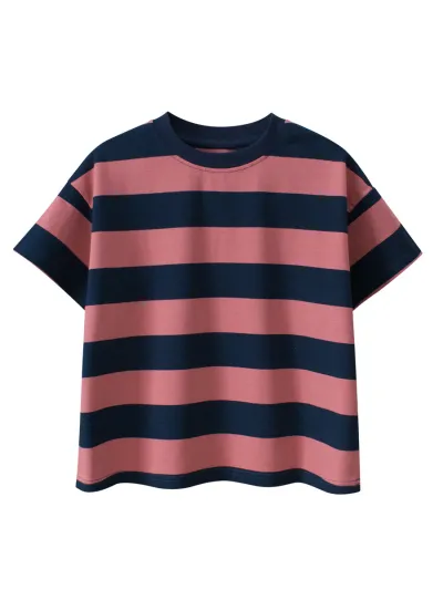 Kids Boys Fashion Summer Stripe Short-Sleeve T-Shirt
