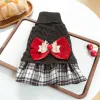 Christmas Plaid Elk Dress-Brown