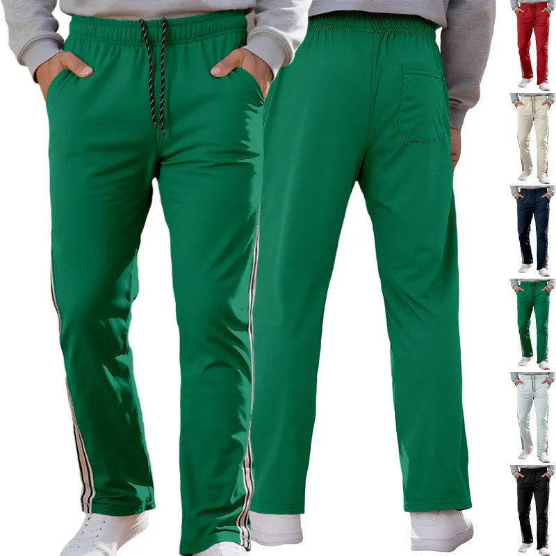 Men Fashion Casual Side Stripe Loose Straight Pants