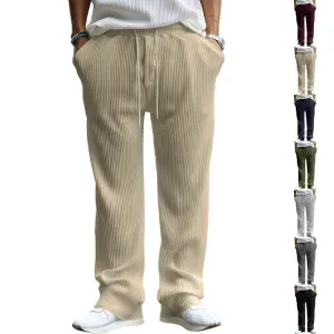 Men'S Fashion Casual Spring And Autumn Vertical Stripe Loose Straight Pants