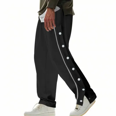 Men'S Fashion Casual Autumn And Winter Buckle Side Pants
