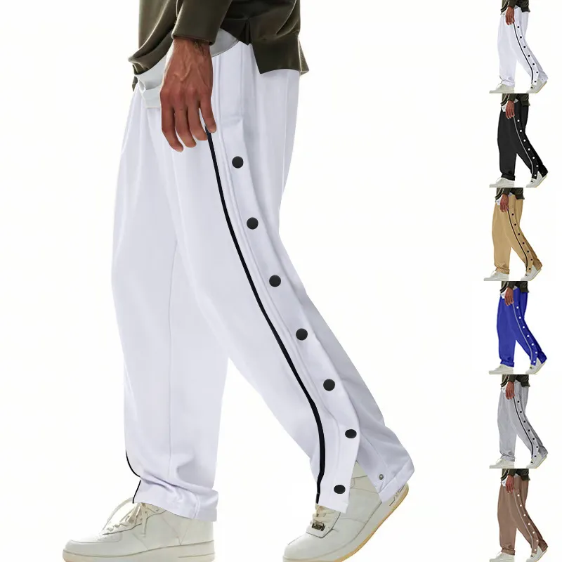 Men'S Fashion Casual Autumn And Winter Buckle Side Pants