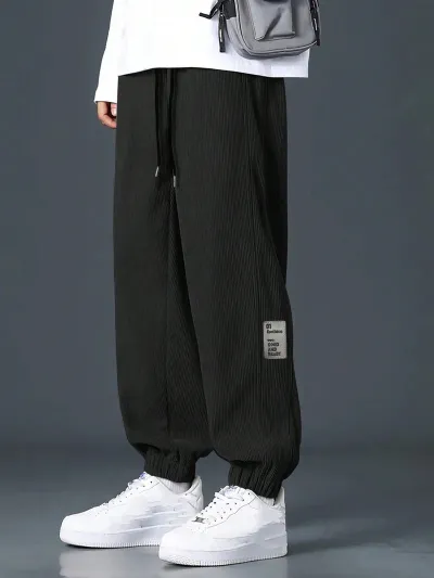 Men'S Fashion Casual Solid Color Corduroy Loose Straight Multi-Pocket Pants