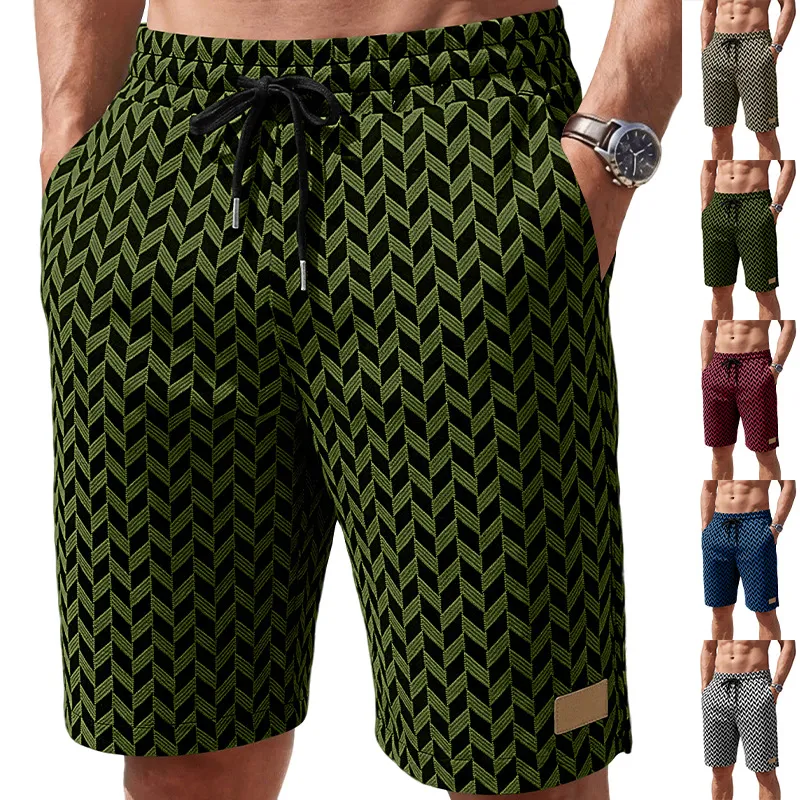 Men'S Fashion Casual Herringbone Jacquard Loose Breathable Shorts