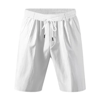 Men'S Fashion Casual Solid Color Linen Breathable Quick-Drying Loose Shorts