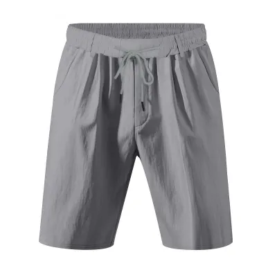 Men'S Fashion Casual Solid Color Linen Breathable Quick-Drying Loose Shorts