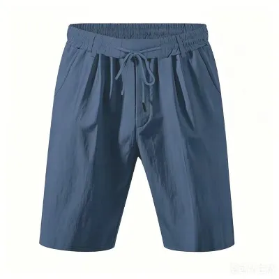 Men'S Fashion Casual Solid Color Linen Breathable Quick-Drying Loose Shorts