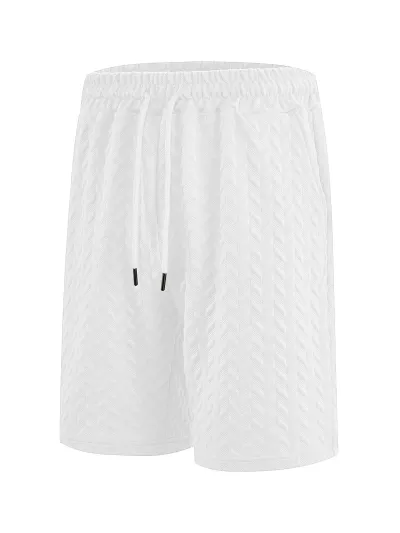 Men'S Fashion Casual Summer Solid Color Jacquard Loose Shorts