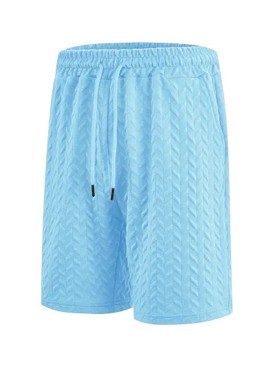 Men'S Fashion Casual Summer Solid Color Jacquard Loose Shorts