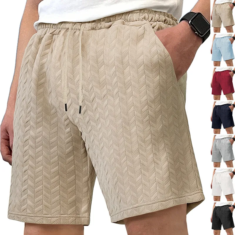 Men'S Fashion Casual Summer Solid Color Jacquard Loose Shorts