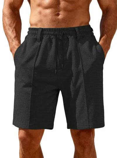 Men'S Fashion Casual Summer Solid Color Loose Drawstring Shorts