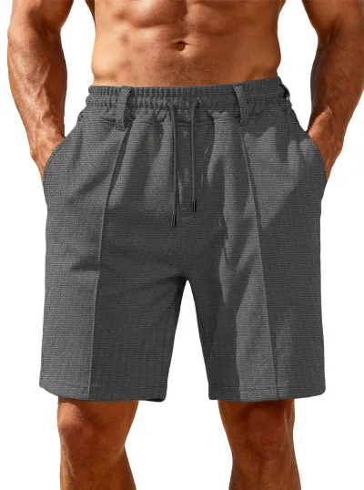 Men'S Fashion Casual Summer Solid Color Loose Drawstring Shorts