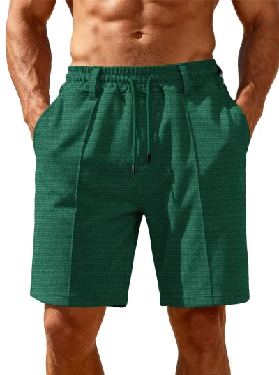 Men'S Fashion Casual Summer Solid Color Loose Drawstring Shorts