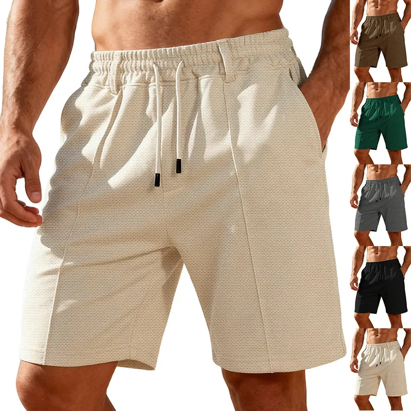 Men'S Fashion Casual Summer Solid Color Loose Drawstring Shorts